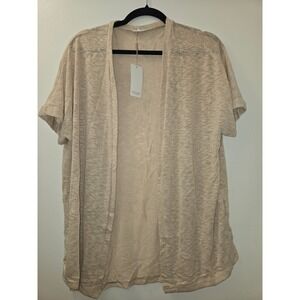 HOTTOUCH Women's Beige Knit‎ Short Sleeve Open Front Cardigan Sweater Size S